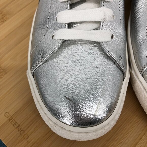Anya Hindmarch Space Invaders Silver Metallic Leather tennis sneakers size 37 - Picture 13 of 16